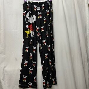 Brief Insanity Joe Cool Snoopy Peanuts Pajama Lounge Pants Black Women XXL